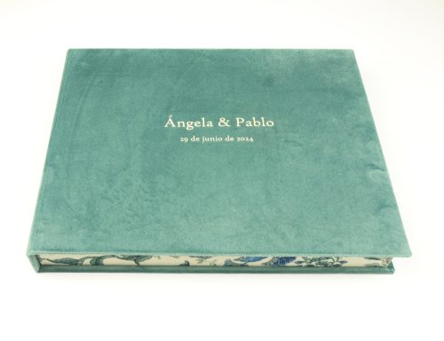 caja álbum terciopelo verde
